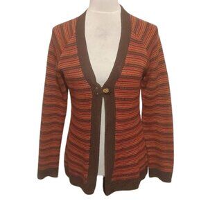 Adrienne Vittadini Striped Brown and Orange Cardigan